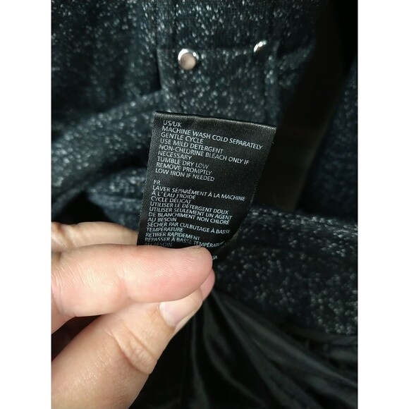 Liverpool Hooded Trench Mid  Belted Coat Woman XL Black Speckled Lined Pockets - Picture 14 of 16